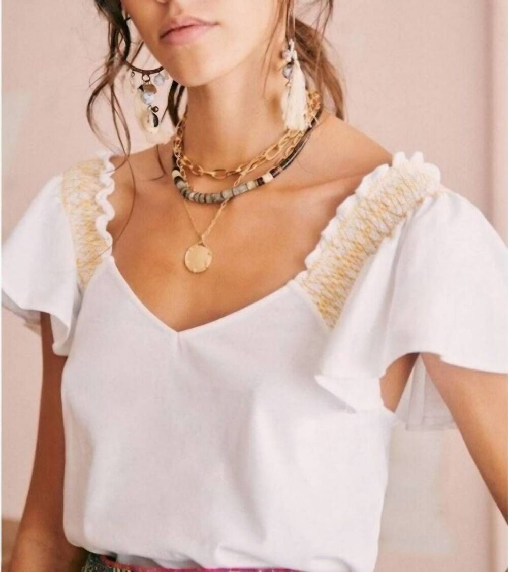 Sezane Leopold Embroidered Flutter Sleeve Blouse Sz XL